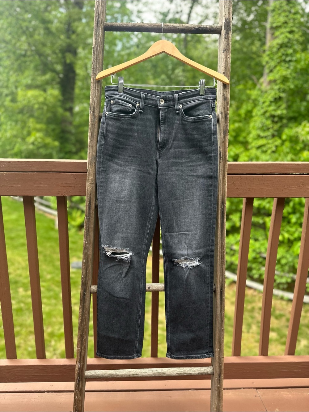 rag & bone Black Distressed Boyfriend Jeans